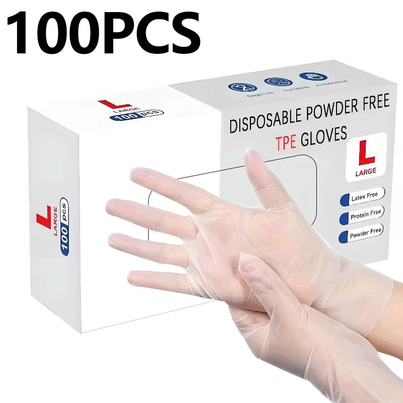 100PCS Disposable TPE Gloves Kitchen Bathroom Restaurant Camping