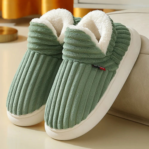 2025 Fashion Couple Winter Warm Plush Slippers Thick Sole Non Slip