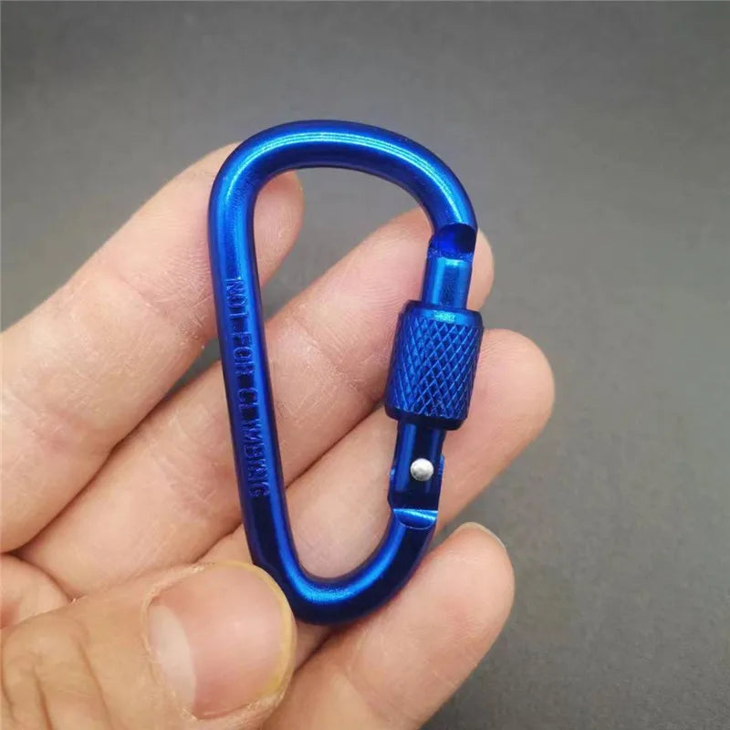 1pc D Shape Aluminum Carabiner Clip Outdoor Hiking Gear Backpack Keychain Hook Camping Outdoor Tools Anti Loss Lock Buckle