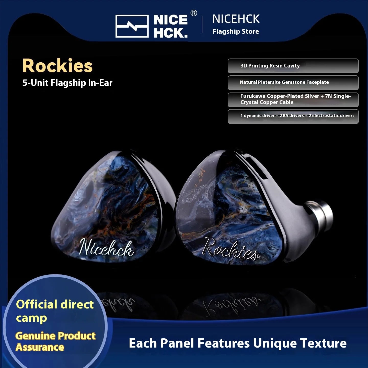 NICEHCK Rockies Electrostatic Headphones - One-way, Two-driver, Two-electrostatic, HiFi Sound Quality, Noise Reduction