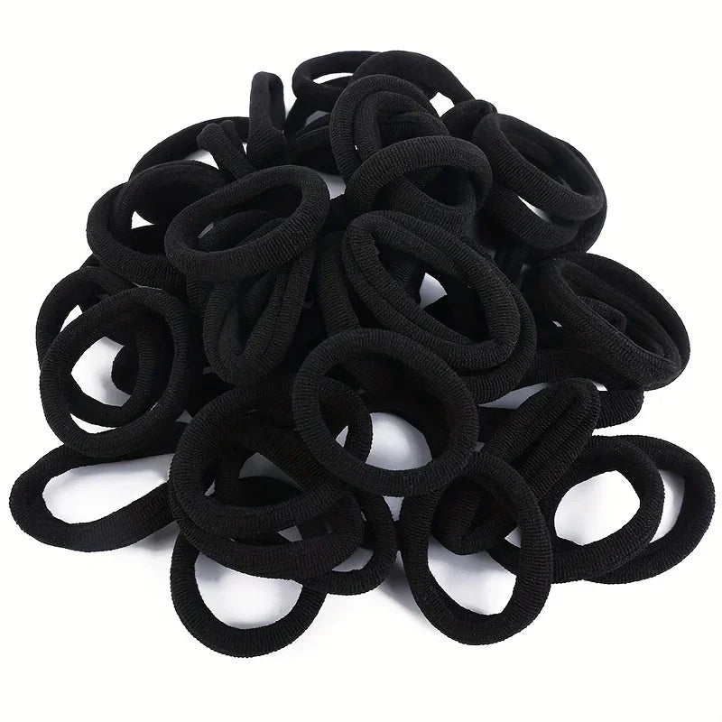 100pcs High Elastic Hair Bands For Girls Black Hairband Rubber Ties Ponytail Holder Scrunchies Kids Hair Accessories