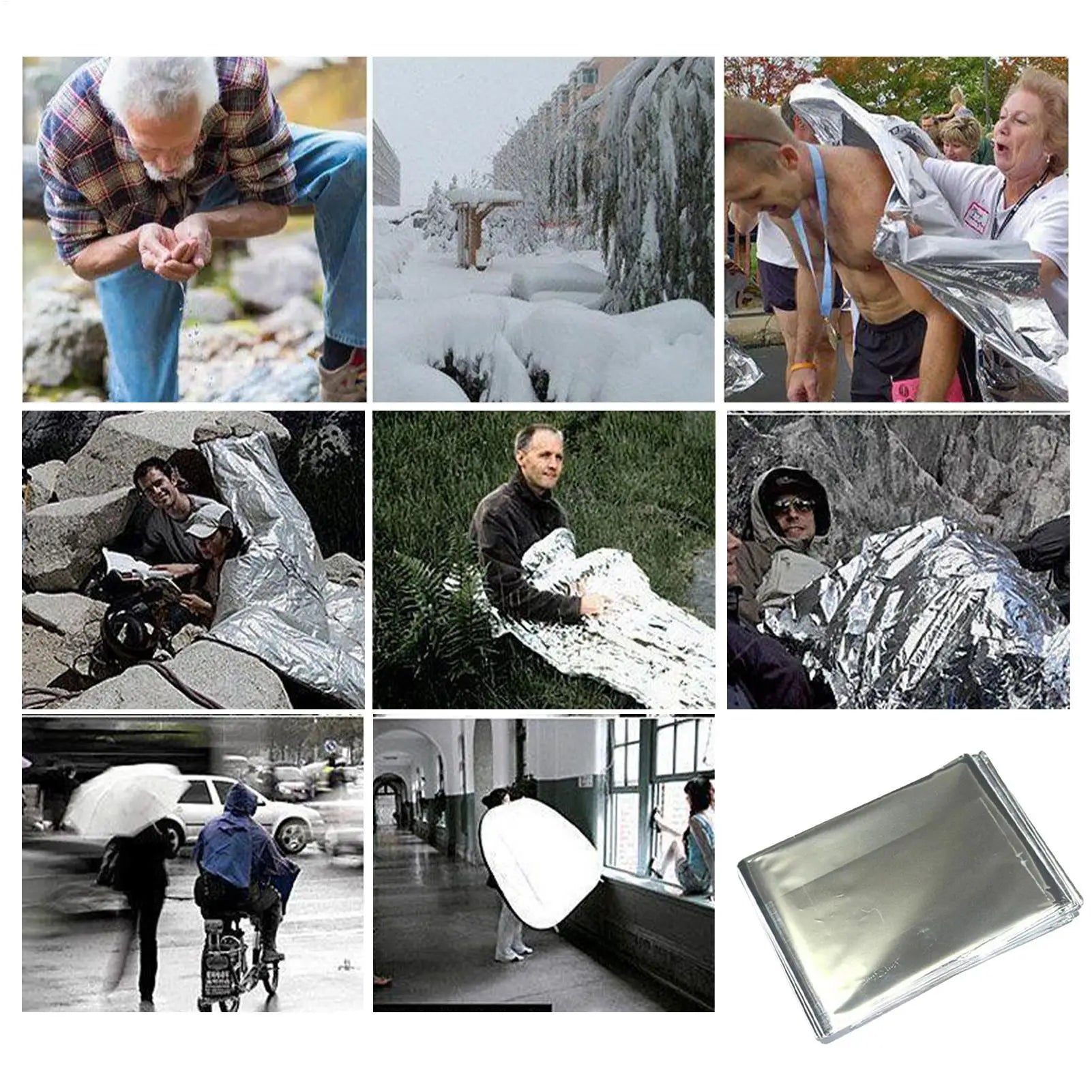 1PC Emergency Blanket Windproof Waterproof Foil Thermal Survival Gear First Aid Military Rescue Kit for Camping Outdoor