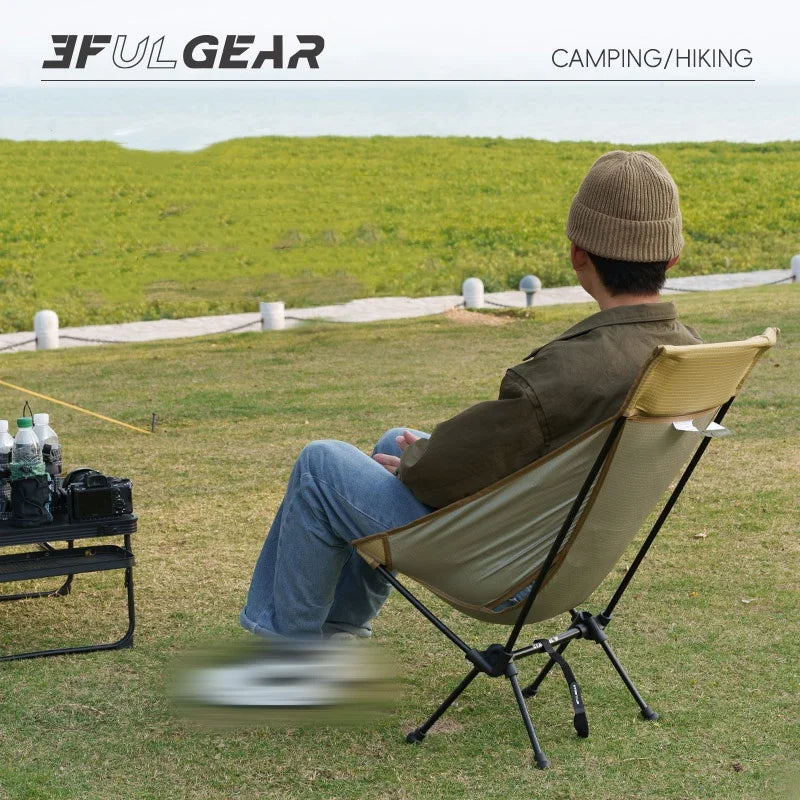 3F UL GEAR Outdoor Ultralight Portable Folding Chair Camping Durable UHWMPE Fishing Moon Chair Traveling Beach Chair Backpack