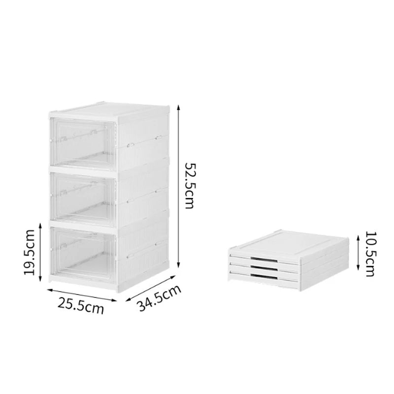 3/6 Layers Foldable Shoes Storage Box Transparent Sneaker Shoes Box Stackable Dustproof Cabinet Shoe Organizers Rack Shelf