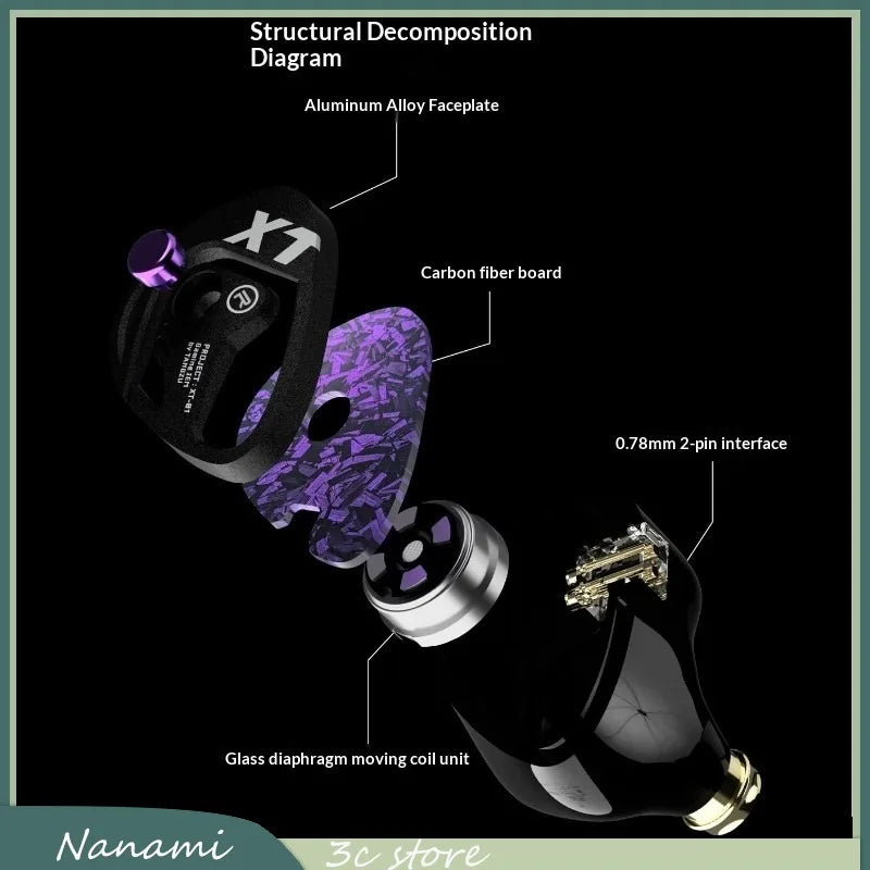 Xue Tao HIFI Earphones 10mm Single Dynamic Driver Glass Diaphragm Unit Gaming In-Ear Monitor Headphones Gifts