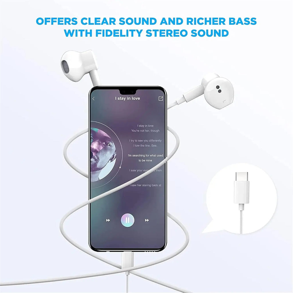 2-Pack USB-C Wired Earbuds with Microphone & Remote Control, Noise Cancelling for Smartphones