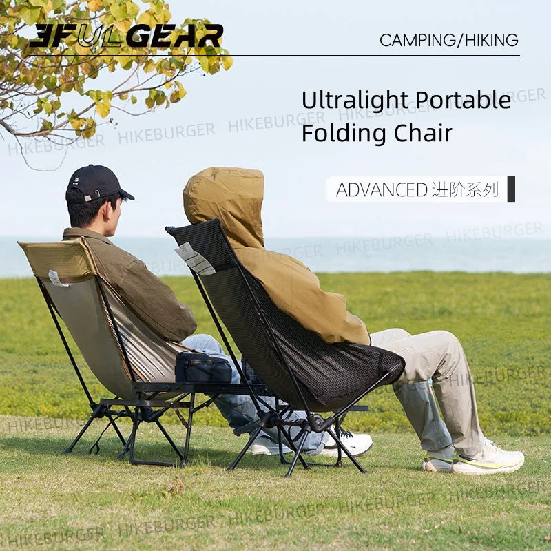 3F UL GEAR Outdoor Ultralight Portable Folding Chair Camping Durable UHWMPE Fishing Moon Chair Traveling Beach Chair Backpack