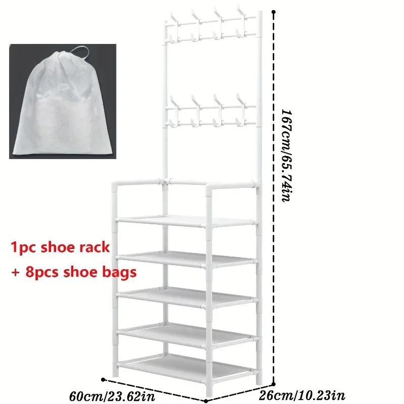 5-Level Metal Shoe Rack Tool-Free Setup Straightforward Design Multi-Purpose Shoes Boots And Sundries in Living Room Hallway