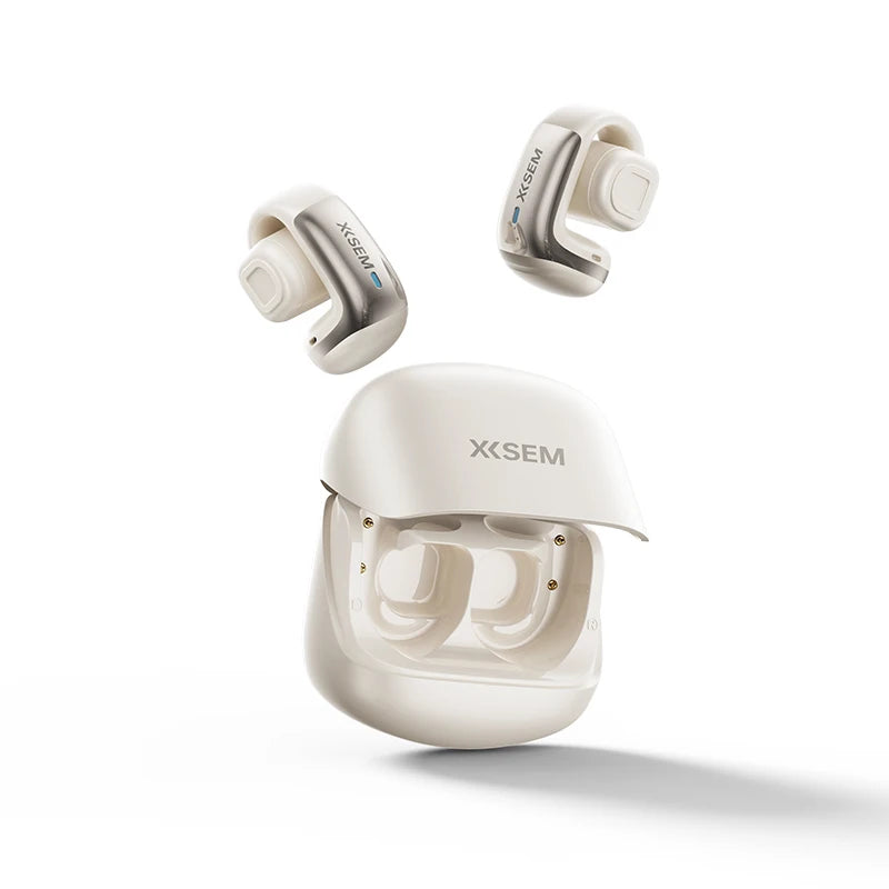 XISEM Plume Open Ear Clip Headphones, Hi-Fi DSP, 0.06s Game Latency, Noise Reduction, Waterproof, Long Battery Life