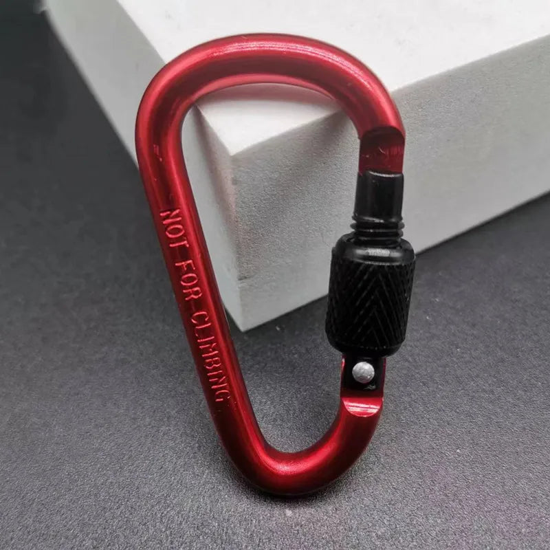 1pc D Shape Aluminum Carabiner Clip Outdoor Hiking Gear Backpack Keychain Hook Camping Outdoor Tools Anti Loss Lock Buckle
