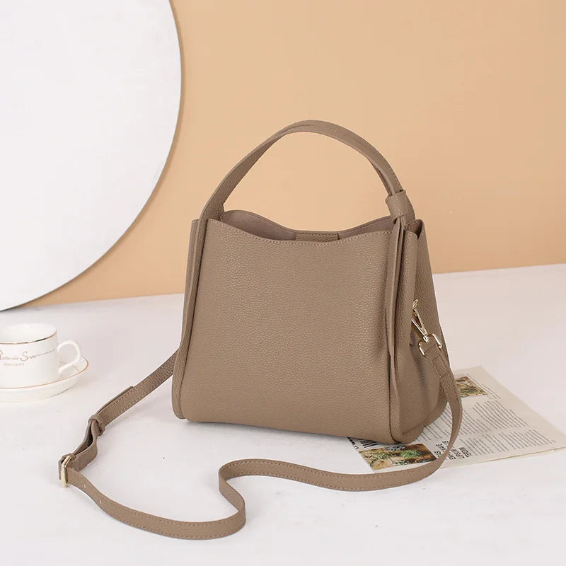 2025 Summer Lady Fashion Small Bucket Handbag Soft Leather Cross-body Messenger For Women Classic Female Shoulder Bag Hot Sale