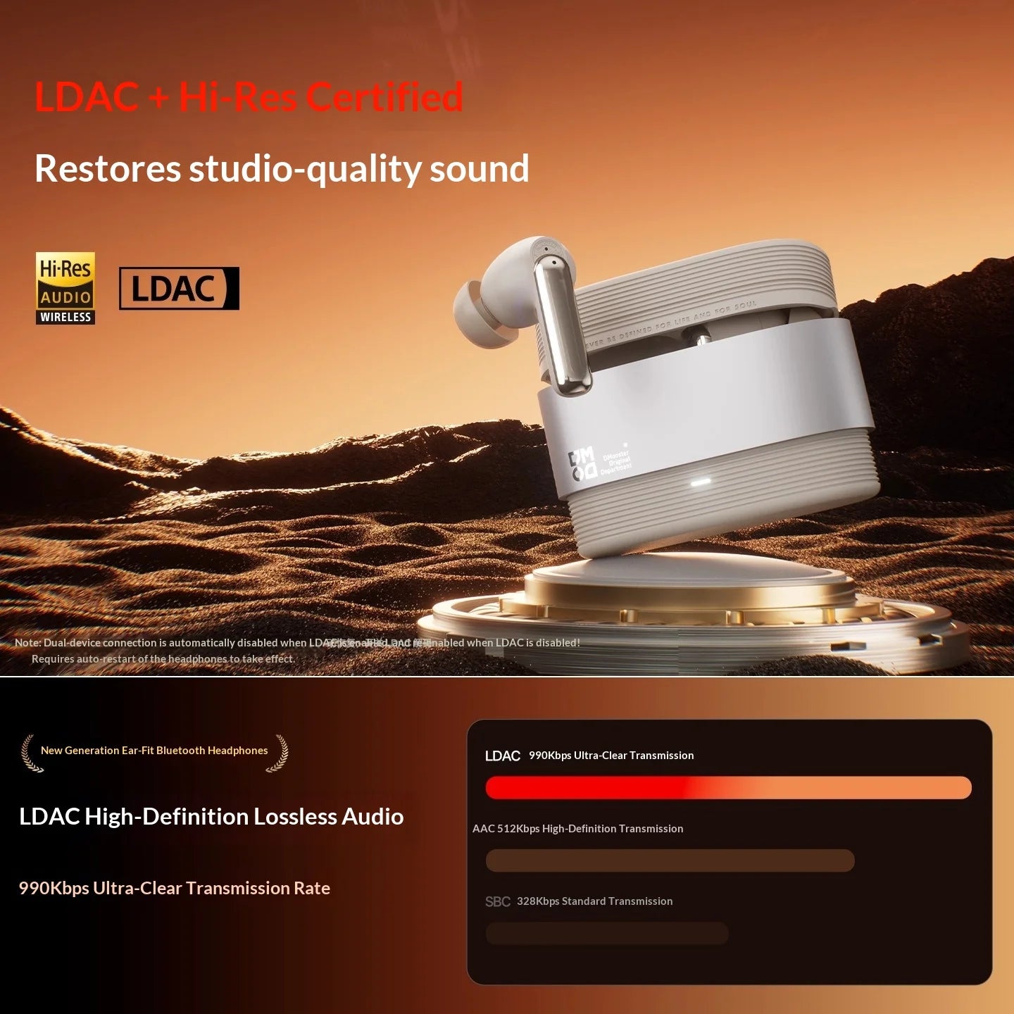 Elephant Trunk Big Monster D33 Bluetooth Earphones 990kbps Transmission Aluminum Alloy Material AI Translation Headphones