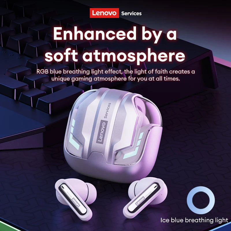 Choice Lenovo Gaming Headset Wireless Bluetooth 6.0 Earphones RGB Low Latency Waterproof Headphones Sports Headset GT103