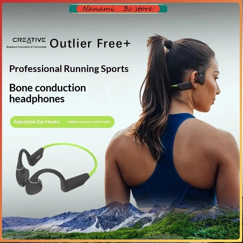 Creative Outlier Free Waterproof Bone Conduction Earphones, Low-Latency Wireless Sports Bluetooth 5.3 Ear-Hook for Running
