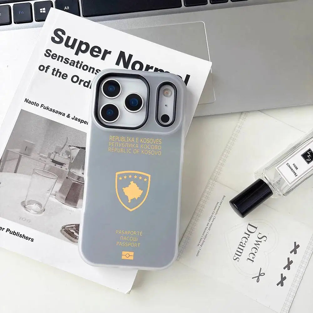 1PC Kosovo Passport Phone Case For iPhone 17 16 15 14 13 12 11 Pro Max Plus Mini Case Clear Jelly Shockproof Soft Cover