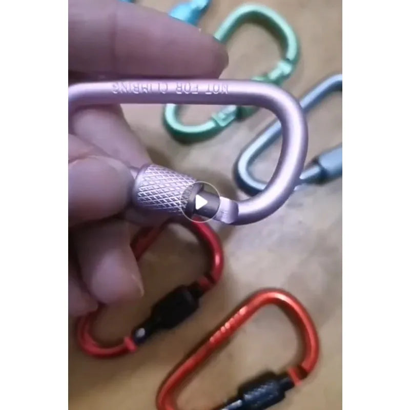 1pc D Shape Aluminum Carabiner Clip Outdoor Hiking Gear Backpack Keychain Hook Camping Outdoor Tools Anti Loss Lock Buckle