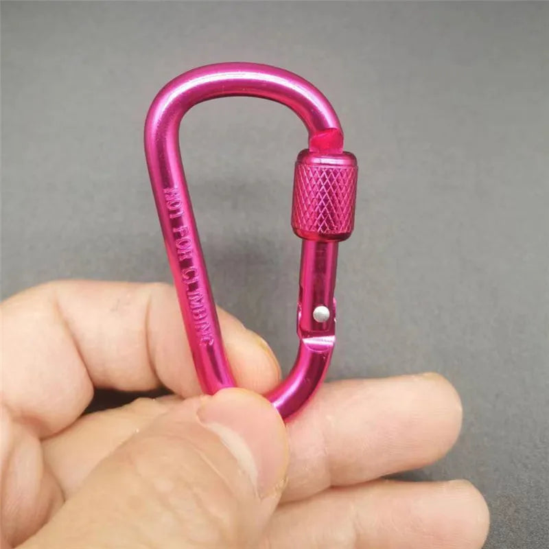 1pc D Shape Aluminum Carabiner Clip Outdoor Hiking Gear Backpack Keychain Hook Camping Outdoor Tools Anti Loss Lock Buckle