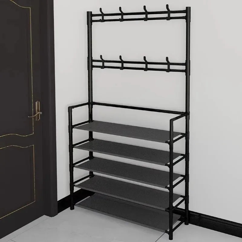5-Level Metal Shoe Rack Tool-Free Setup Straightforward Design Multi-Purpose Shoes Boots And Sundries in Living Room Hallway