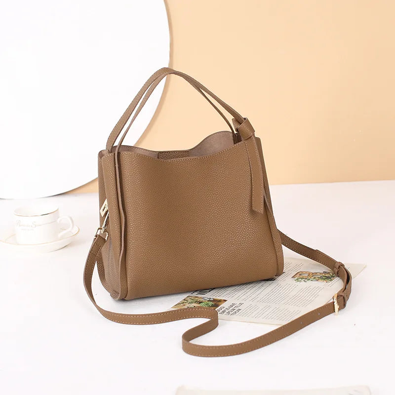 2025 Summer Lady Fashion Small Bucket Handbag Soft Leather Cross-body Messenger For Women Classic Female Shoulder Bag Hot Sale
